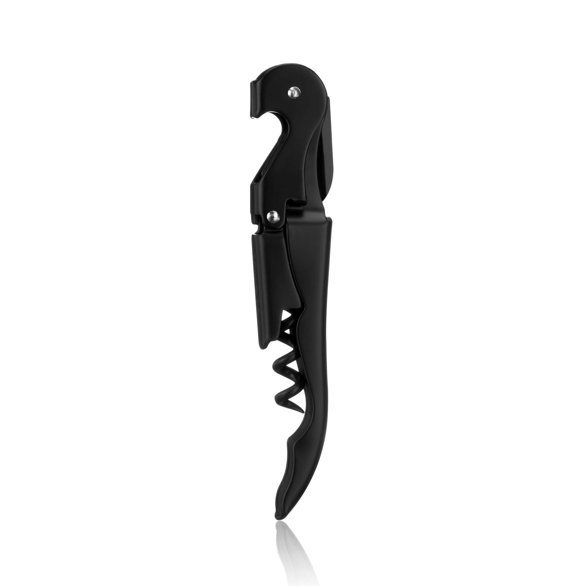 True TrueTap Double Hinged Waiter’s Corkscrew, Matte Black Wine Bottle Opener with Foil Cutter, Wine Key