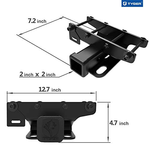 Tyger Auto TG-HC2J003B Hitch & Cover Kit Compatible with 2018-2023 Jeep Wrangler JL/JLU (Incl. 2020-23 Diesel engine/21-23 4xe) Factory Style 2 inch Rear Receiver Hitch Tow Towing Trailer Hitch