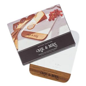 Christian Art Gifts Better Together - Mr. & Mrs. Marble and Acacia Wood Cheese Board, Better Together Collection