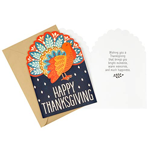 Hallmark Pack of Thanksgiving Cards, Colorful Turkey (4 Cards with Envelopes)