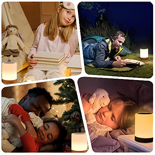 ROYFACC Night Light Touch Sensor Lamp Bedside Table Lamp for Kids Bedroom Rechargeable Dimmable Warm White Light + RGB Color Changing