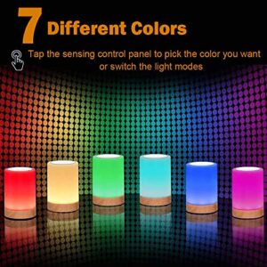 ROYFACC Night Light Touch Sensor Lamp Bedside Table Lamp for Kids Bedroom Rechargeable Dimmable Warm White Light + RGB Color Changing