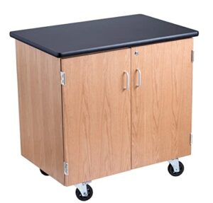 national public seating high pressure laminated top science lab mobile storage cabinet with swivel casters, black top