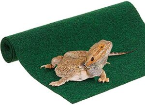 sungrow reptile mat, terrarium floor liner, 30br/40br/50/65 gallon, substrate carpet soft bedding for gecko, lizard, snake, tortoise, reptile cage tank supplies and accessories, green, 17x35x1 inches