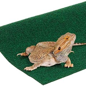 SunGrow Reptile Mat, Terrarium Floor Liner, 30BR/40BR/50/65 Gallon, Substrate Carpet Soft Bedding for Gecko, Lizard, Snake, Tortoise, Reptile Cage Tank Supplies and Accessories, Green, 17x35x1 Inches