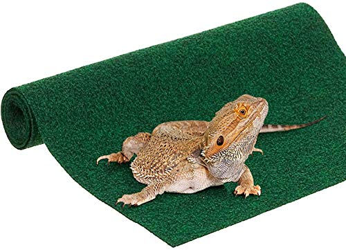 SunGrow Reptile Mat, Terrarium Floor Liner, 30BR/40BR/50/65 Gallon, Substrate Carpet Soft Bedding for Gecko, Lizard, Snake, Tortoise, Reptile Cage Tank Supplies and Accessories, Green, 17x35x1 Inches