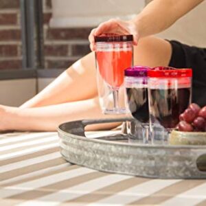 STRATA CUPS Insulated Wine Tumbler With Lid (SET OF 10) +BONUS Name Decals | Outdoor Acrylic Plastic Wine Glasses | 10oz Cup Tumblers in 10 Colors - Adult Sippy | Unbreakable Stemless Wine Glass