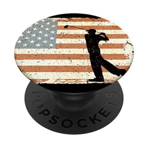 american flag golf golfing golfer for men retro vintage usa popsockets popgrip: swappable grip for phones & tablets