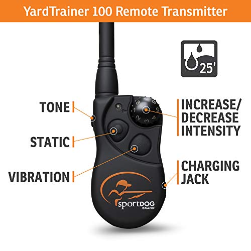 SportDOG Brand YardTrainer Family Remote Trainers - Rechargeable, Waterproof Dog Training Collars with Static, Vibrate, and Tone, 100 Yard Range - YT-100