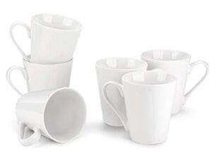 miware 10 ounce porcelain mugs, set of 6, tea and coffee mug set, ivory white (ivory white, 10oz)