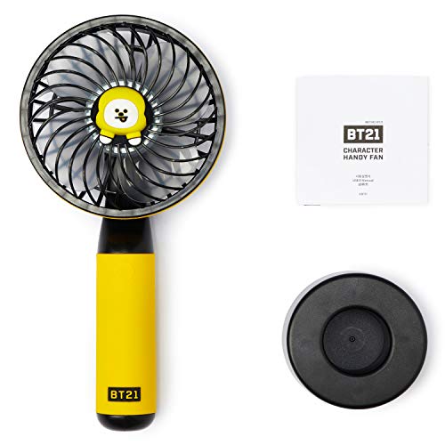 BT21 CHIMMY Character Mini Handheld Personal Portable Fan | 3-Speed Adjustable USB Rechargeable, Yellow