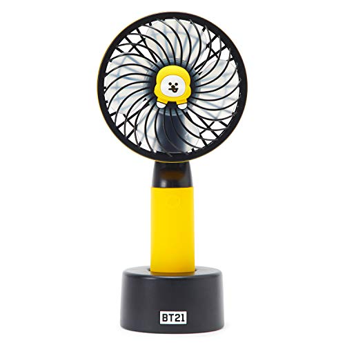 BT21 CHIMMY Character Mini Handheld Personal Portable Fan | 3-Speed Adjustable USB Rechargeable, Yellow