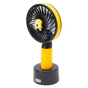 BT21 CHIMMY Character Mini Handheld Personal Portable Fan | 3-Speed Adjustable USB Rechargeable, Yellow