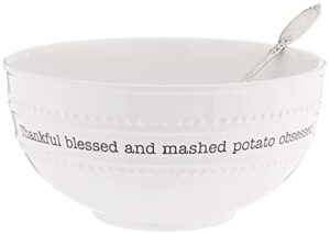 mud pie farmhouse mashed potato serving bowl and spoon set, white