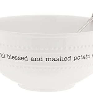 Mud Pie Farmhouse Mashed Potato Serving Bowl and Spoon Set, White