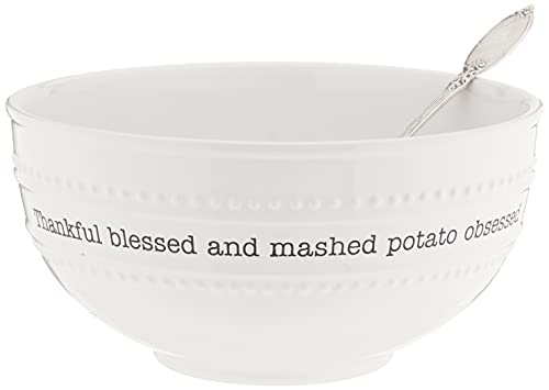 Mud Pie Farmhouse Mashed Potato Serving Bowl and Spoon Set, White