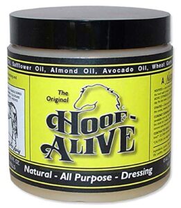 hoof-alive. natural, all-purpose dressing penetrates hoof wall and living tissue. promotes strong, healthy hoof growth while healing water and quarter cracks. non-irritating. petroleum-free. (16)