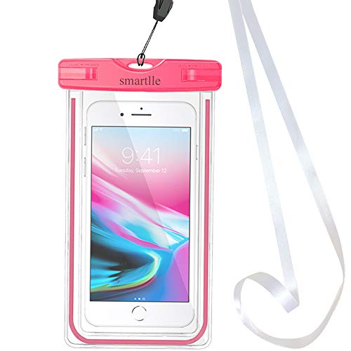 Waterproof Phone Pouch Holder, Smartlle Universal Waterproof Phone case, Dry Bag Underwater Snowproof for iPhone 13 12 11 Pro Max XR,XS, 8,7,6 Plus,SE, Galaxy S22/A/Note, LG,7”, Beach Water Pool Black