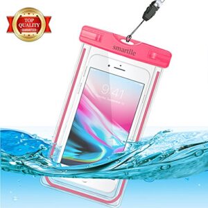 Waterproof Phone Pouch Holder, Smartlle Universal Waterproof Phone case, Dry Bag Underwater Snowproof for iPhone 13 12 11 Pro Max XR,XS, 8,7,6 Plus,SE, Galaxy S22/A/Note, LG,7”, Beach Water Pool Black