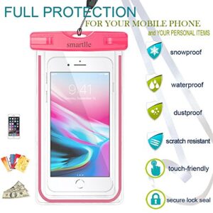 Waterproof Phone Pouch Holder, Smartlle Universal Waterproof Phone case, Dry Bag Underwater Snowproof for iPhone 13 12 11 Pro Max XR,XS, 8,7,6 Plus,SE, Galaxy S22/A/Note, LG,7”, Beach Water Pool Black