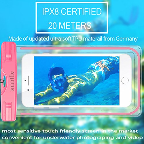 Waterproof Phone Pouch Holder, Smartlle Universal Waterproof Phone case, Dry Bag Underwater Snowproof for iPhone 13 12 11 Pro Max XR,XS, 8,7,6 Plus,SE, Galaxy S22/A/Note, LG,7”, Beach Water Pool Black