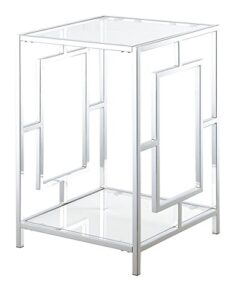 town square chrome end table with shelf, glass/chrome