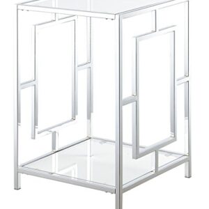 Town Square Chrome End Table with Shelf, Glass/Chrome