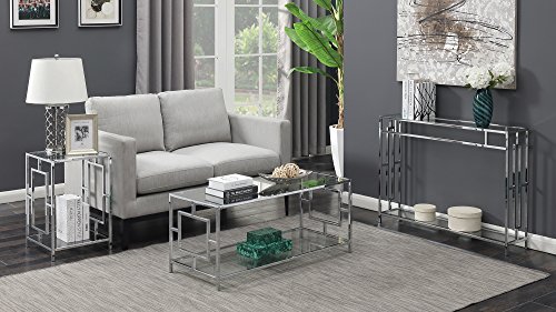 Town Square Chrome End Table with Shelf, Glass/Chrome