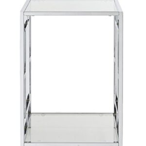 Town Square Chrome End Table with Shelf, Glass/Chrome