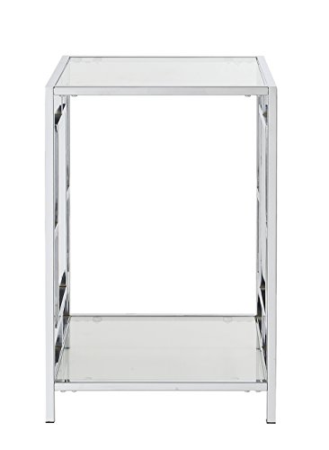 Town Square Chrome End Table with Shelf, Glass/Chrome