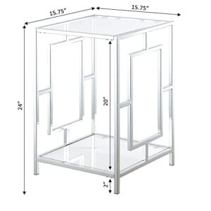 Town Square Chrome End Table with Shelf, Glass/Chrome