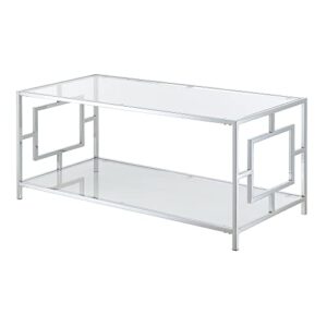 town square chrome coffee table with shelf, glass/chrome