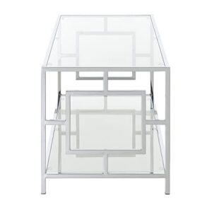 Town Square Chrome Coffee Table with Shelf, Glass/Chrome