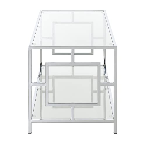 Town Square Chrome Coffee Table with Shelf, Glass/Chrome