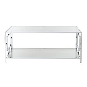 Town Square Chrome Coffee Table with Shelf, Glass/Chrome