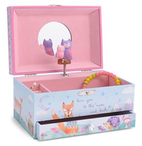 jewelkeeper girl's musical jewelry storage box pullout drawer, woodland owls design, twinkle twinkle little star tune