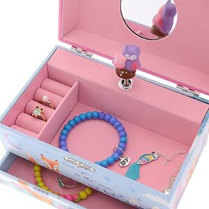 Jewelkeeper Girl's Musical Jewelry Storage Box Pullout Drawer, Woodland Owls Design, Twinkle Twinkle Little Star Tune