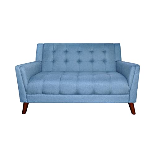 GDFStudio Christopher Knight Home Alisa Mid Century Modern Fabric Loveseat, Blue