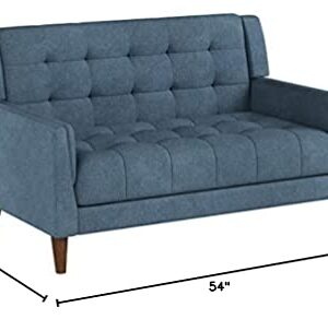 GDFStudio Christopher Knight Home Alisa Mid Century Modern Fabric Loveseat, Blue