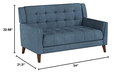 GDFStudio Christopher Knight Home Alisa Mid Century Modern Fabric Loveseat, Blue