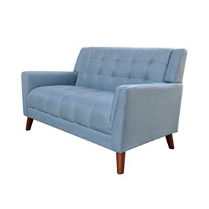 GDFStudio Christopher Knight Home Alisa Mid Century Modern Fabric Loveseat, Blue