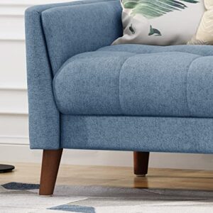 GDFStudio Christopher Knight Home Alisa Mid Century Modern Fabric Loveseat, Blue