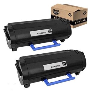 compatible 2pk dell b2360dn m11xh 331-9805 toner cartridge replacement for dell b2360dn b3465dnf b3460dn b3465dn b2360 dell 2360 printers (2 / black) by futune
