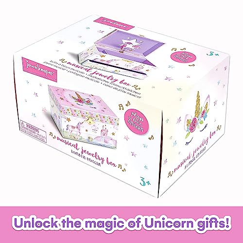 Jewelkeeper Unicorn Music Jewelry Box, Birthday Gifts for Girls - Small Kids Musical Box Storage with Pullout Drawer - Little Girls Glitter Rainbow Treasure Organizer -15x10.8x8.6cm