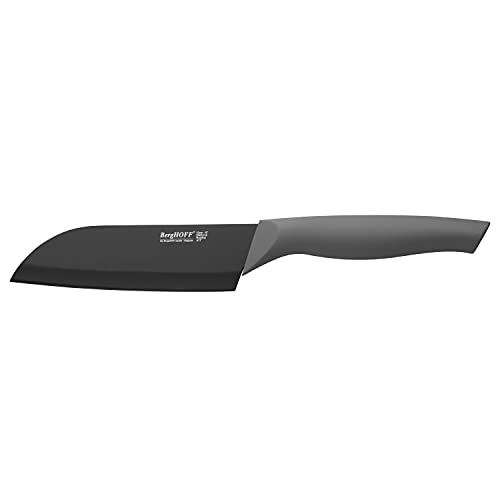 Berghoff Essentials Non-stick Santoku Knife 6", Multifunctional, Ergonomically Designed Soft-grip Handle, Grey