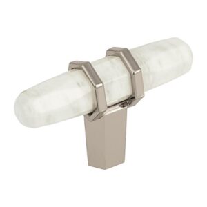 amerock | cabinet knob | marble white/polished nickel  | 2-1/2 inch (64 mm) length | carrione | 1 pack | drawer knob | cabinet hardware