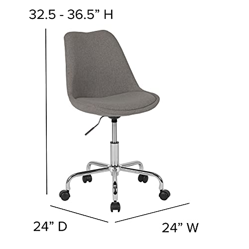 Flash Furniture Aurora Series Mid-Back Light Gray Fabric Task Office Chair with Pneumatic Lift and Chrome Base