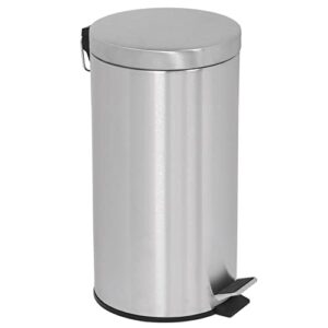 m&t displays stainless steel step on garbage trash can silver 5.3 gallon (20 liter) receptacle plastic removable recycle bin inner bucket for outdoor commercial waste container