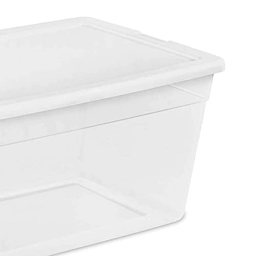 Sterilite 90 Quart Multipurpose Storage Box Container with Visible Base and White Secure Lid for Home Organization, Clear (8 Pack)