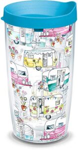 tervis colorful camper made in usa double walled insulated tumbler travel cup keeps drinks cold & hot, 16oz, classic - lidded